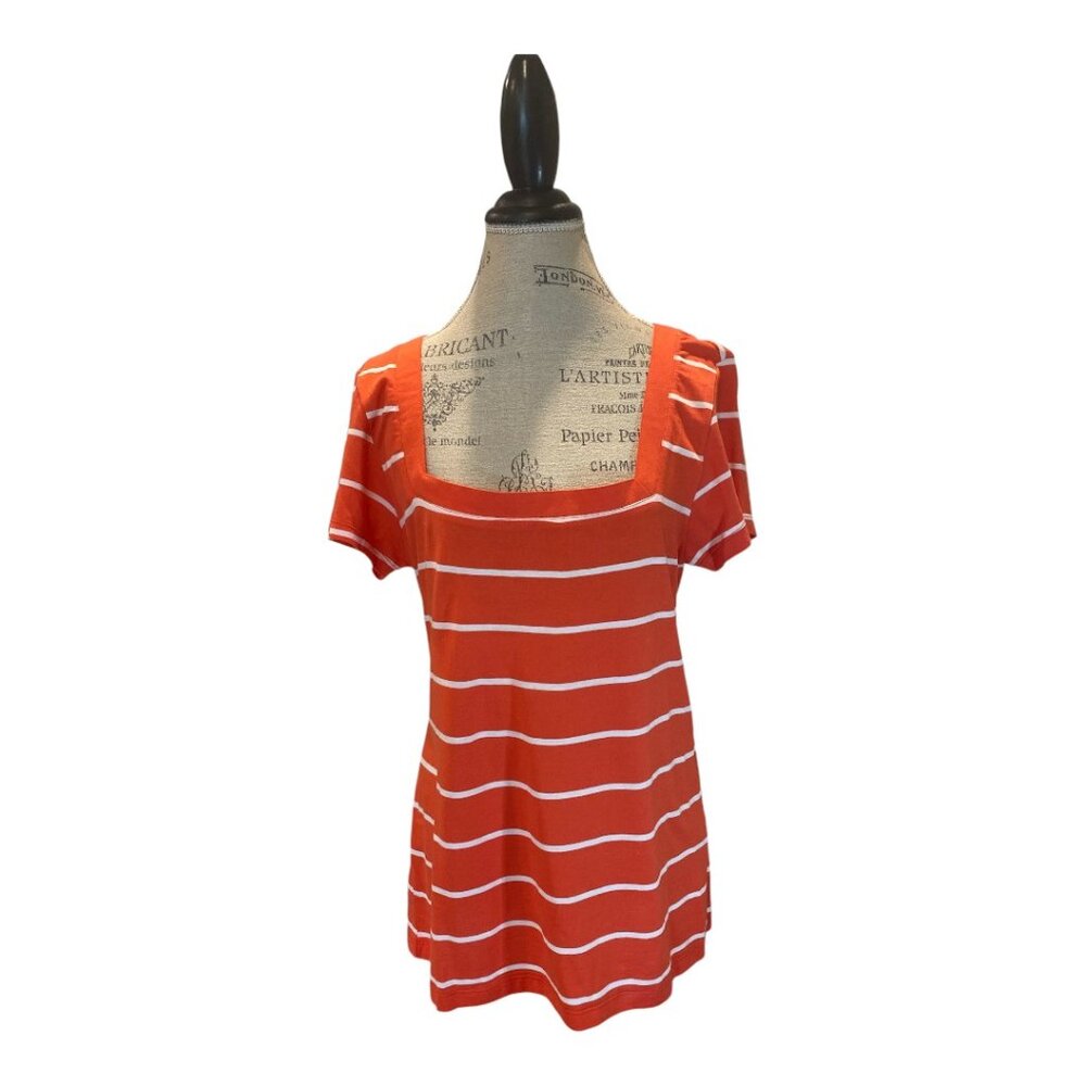 Workshop by Andrea Jovine Orange Short Sleeve Pima Cotton Tunic Women's Size L